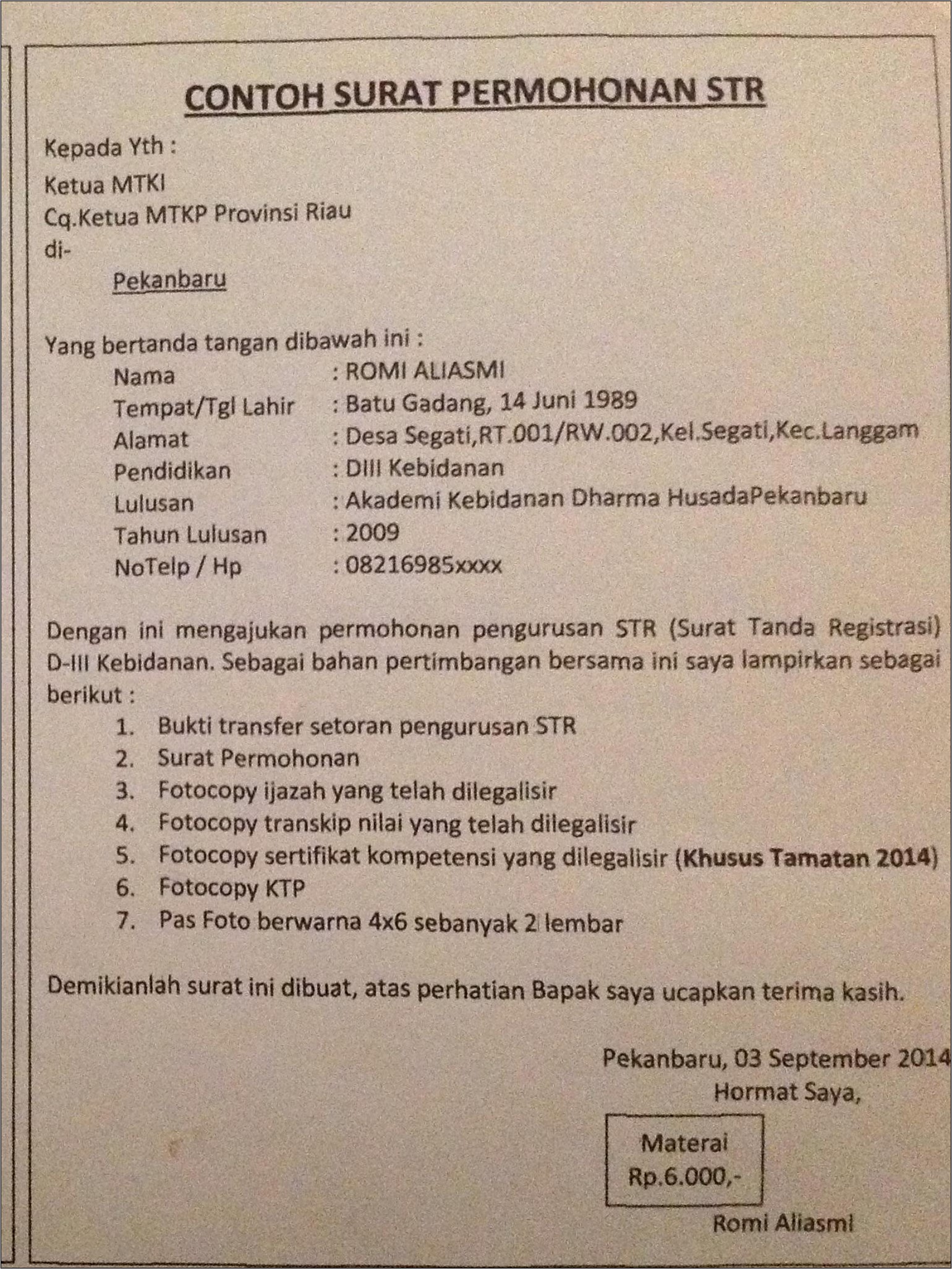 Contoh Surat Pernyataan Tidak Menggunakan Str Dokter