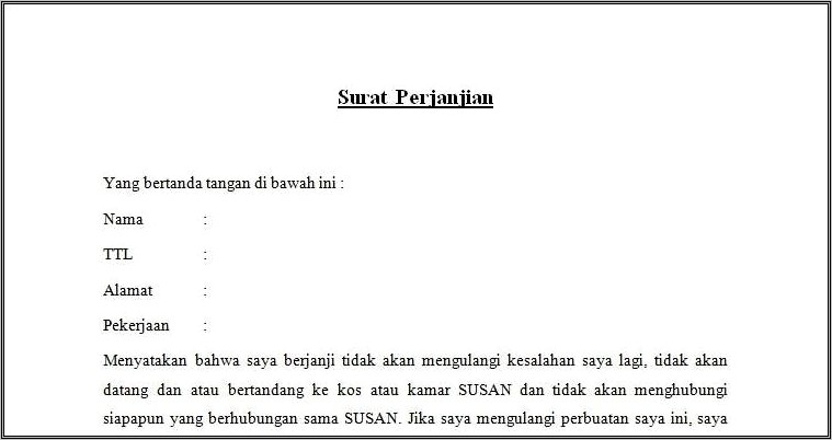 Contoh Surat Pernyataan Tidak Mengulangi Kesalahan Bank