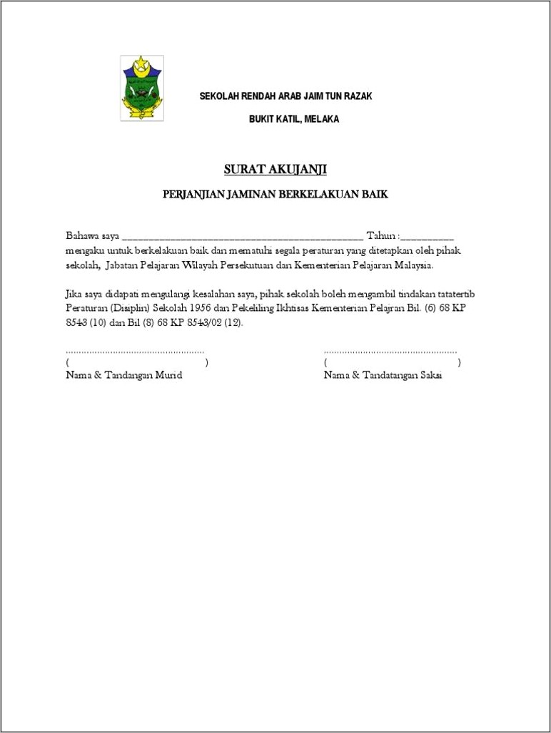 Contoh Surat Pernyataan Tidak Mengulangi Kesalahan Doc