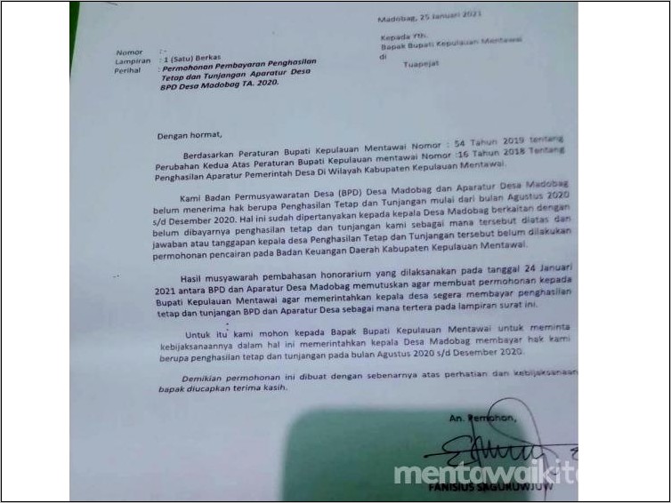 Contoh Surat Pernyataan Tidak Menuntut Honorarium