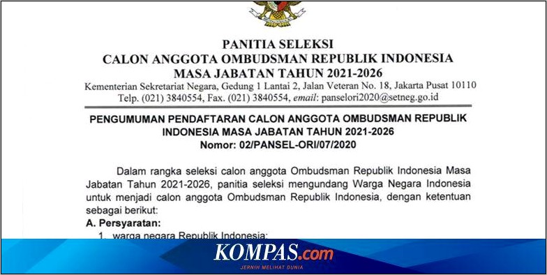 Contoh Surat Pernyataan Tidak Merangkap Jabatan Dalam Negeri Untuk Ombudsman