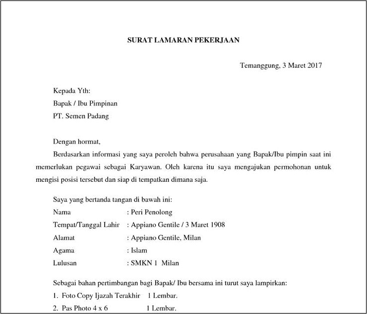 Contoh Surat Pernyataan Tidak Punya Ijazah Doc