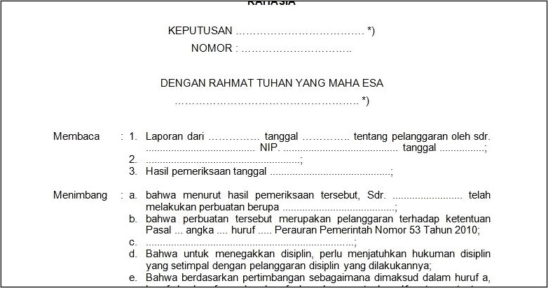 Contoh Surat Pernyataan Tidak Sedang Dijatuhi Hukuman Disiplin Untuk Berkala