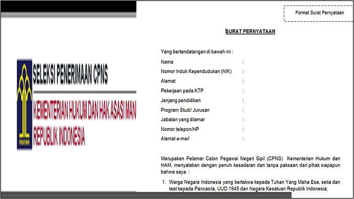 Contoh Surat Pernyataan Tidak Terlibat Dalam Organisasi Terlarang