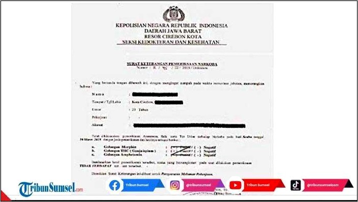 Contoh Surat Pernyataan Tidak Terlibat Narkoba Dan Zat Adiktif Lainnya