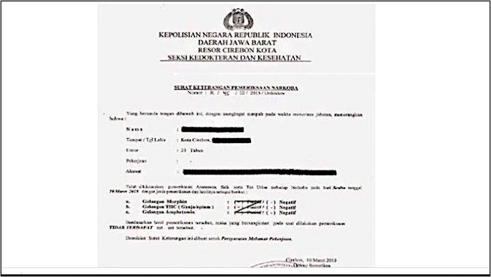 Contoh Surat Pernyataan Tidak Terlibat Obat