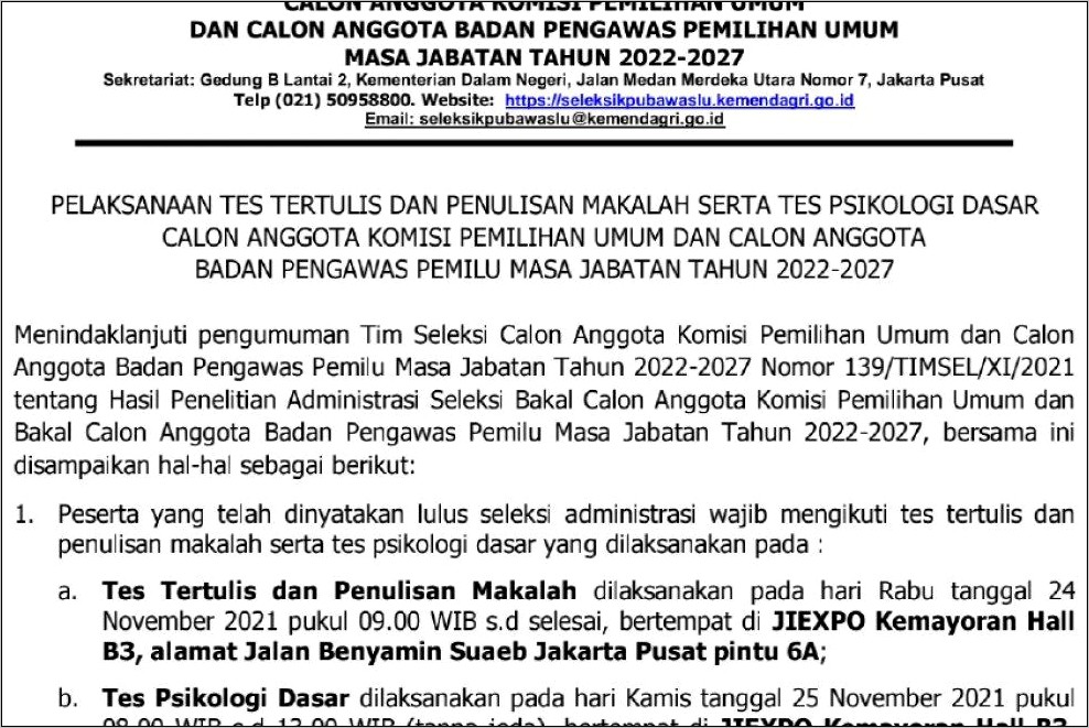 Contoh Surat Pernyataan Tim Pemenangan Satu Calon Anggota Dewan