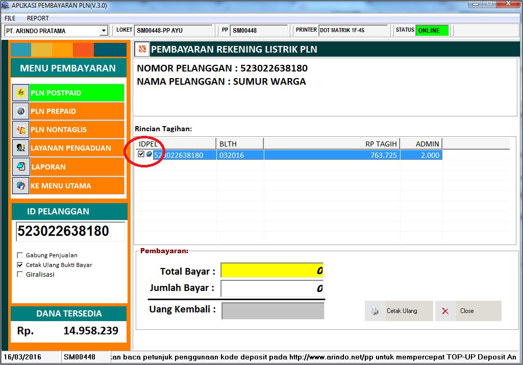 Contoh Surat Pernyataan Transaksi Via Hp Pt Arindo Pratama