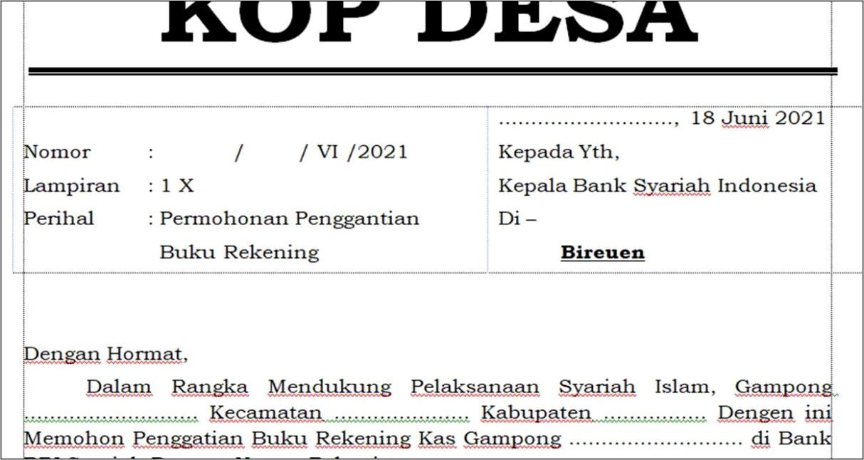 Contoh Surat Pernyataan Transfer Ke Rekening