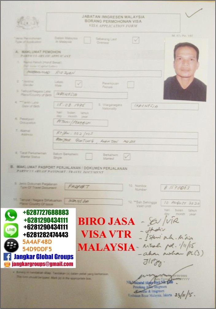 Contoh Surat Pernyataan Untuk Imigrasi Malaysia