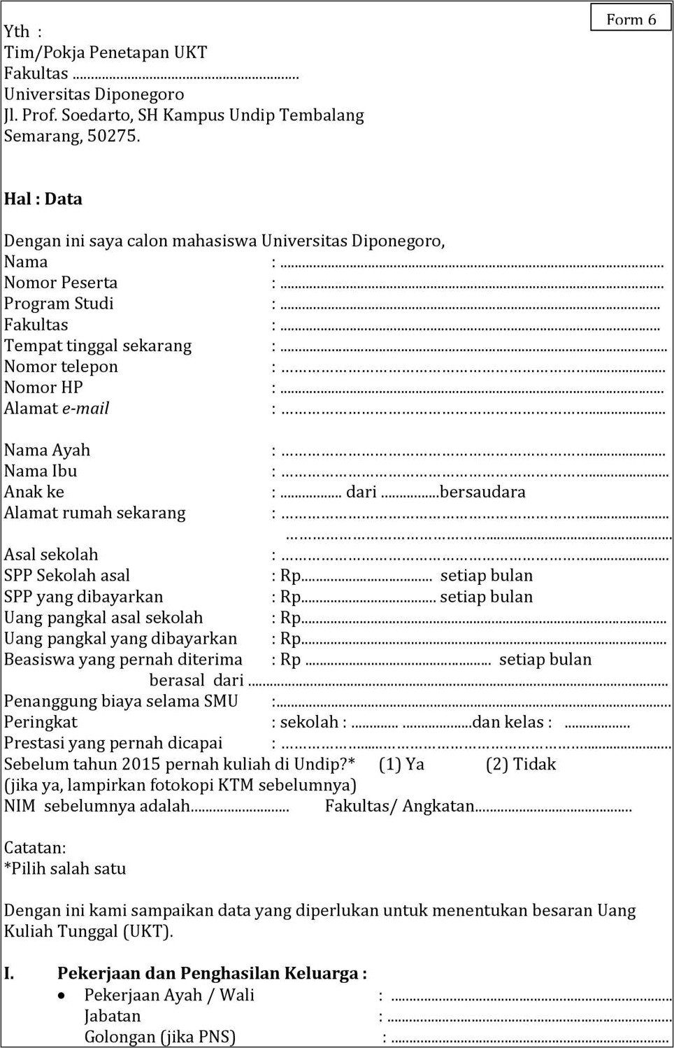 Contoh Surat Pernyataan Untuk Pengambilan Slip Spp Bidikmisi