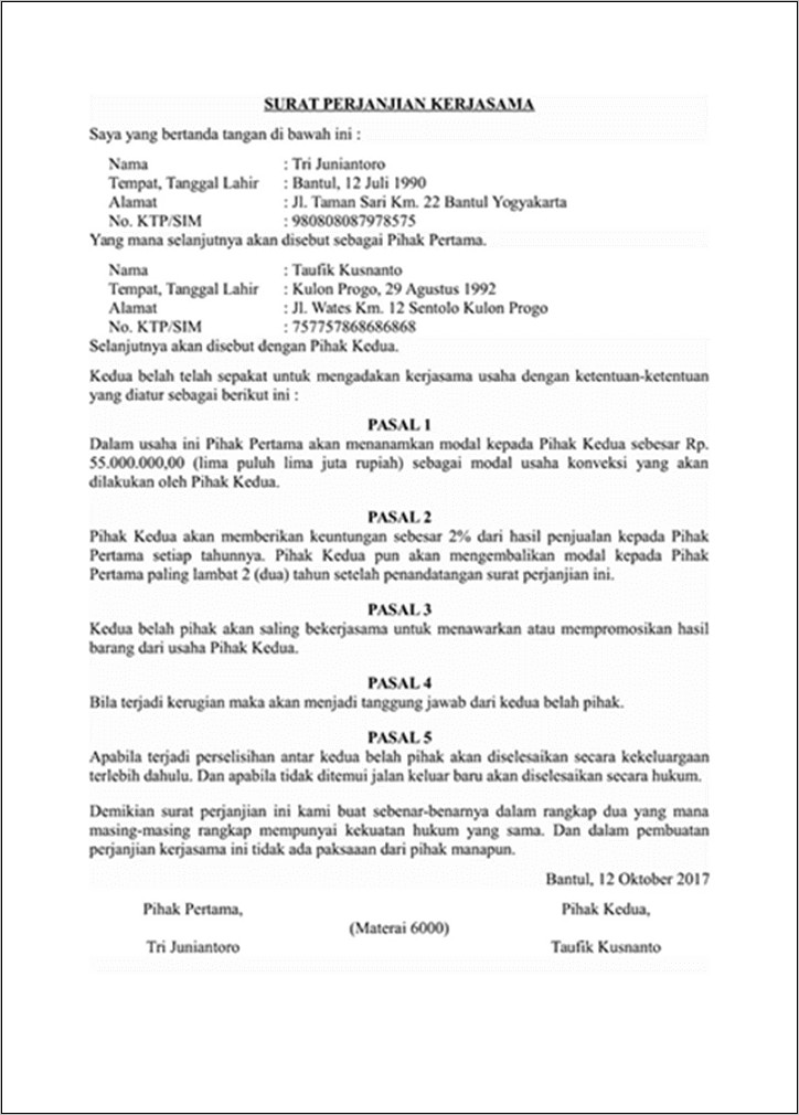 Contoh Surat Pernyataan Untuk Pertanggung Jawaban Pajak