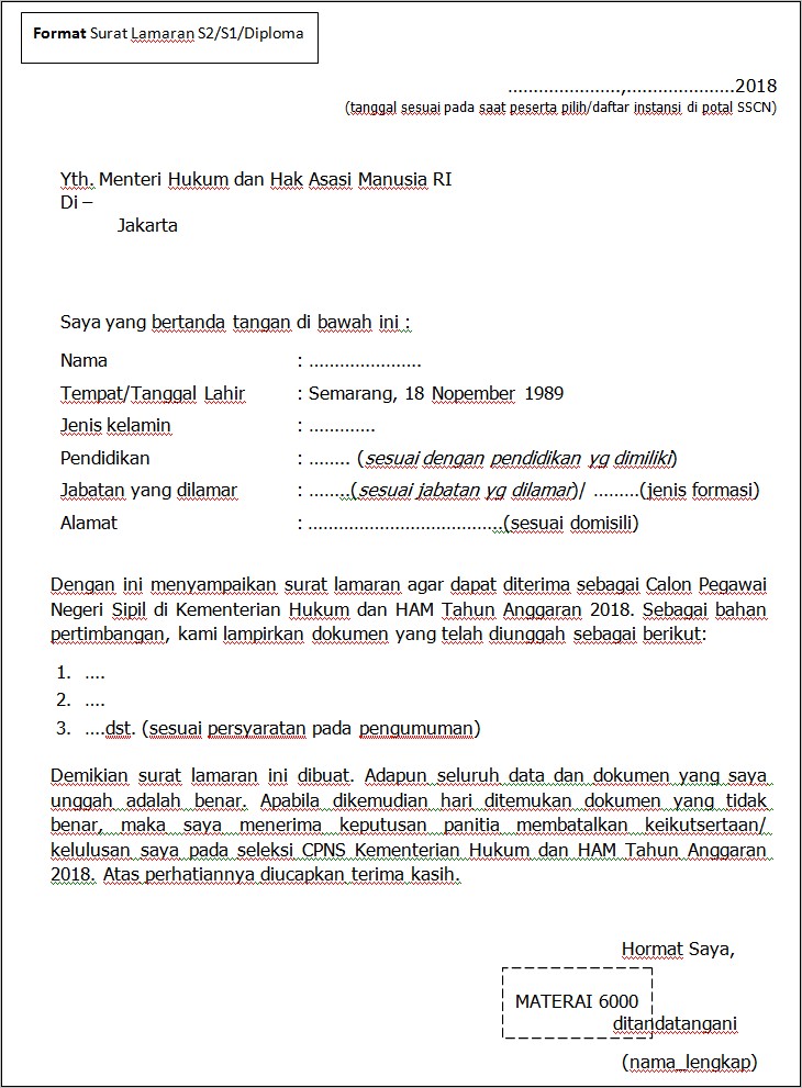 Contoh Surat Pernyataan Untuk Pns