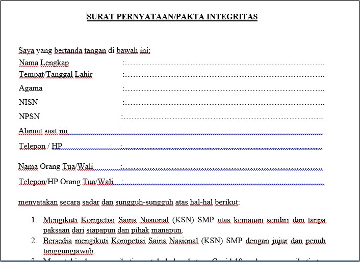 Contoh Surat Pernyataan Untuk Tidak Mengikuti Program Kampus