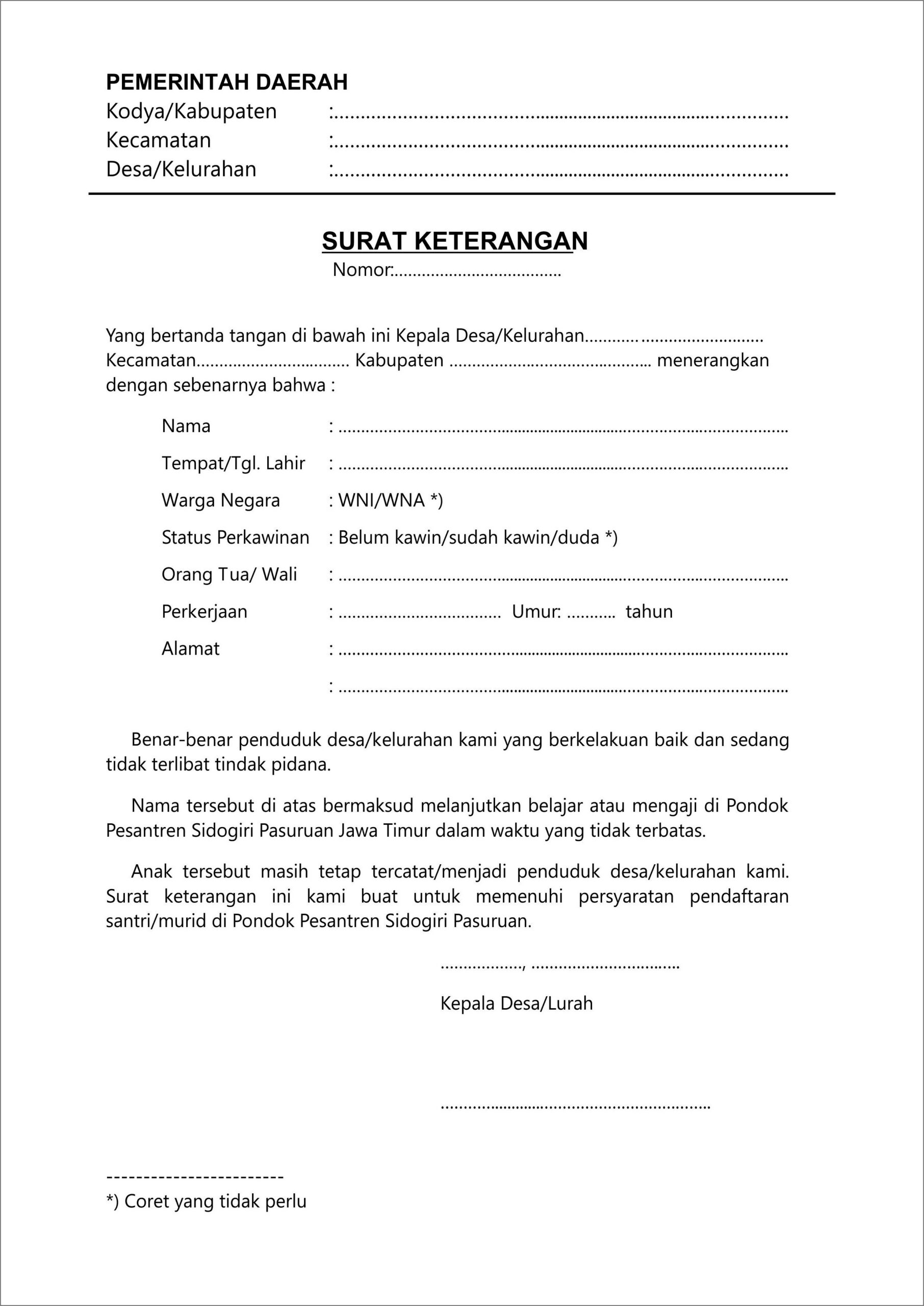 Contoh Surat Pernyataan Validasi Data