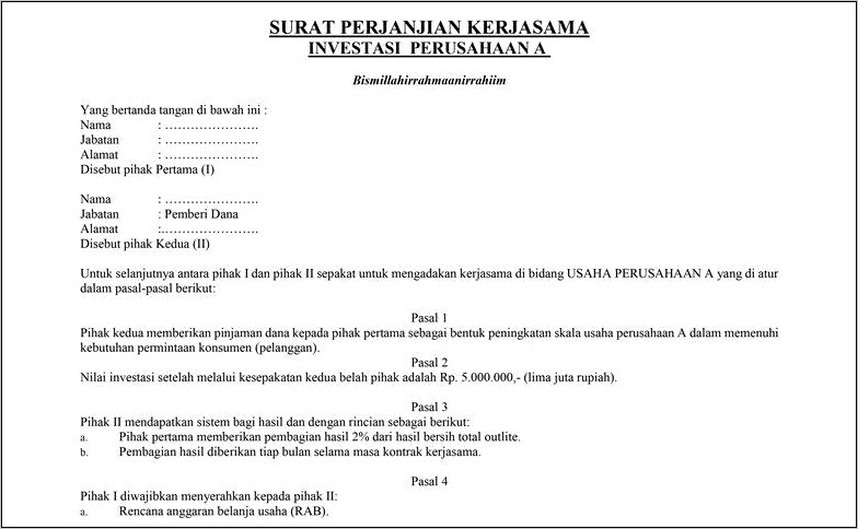 Contoh Surat Pernyataan Vendor