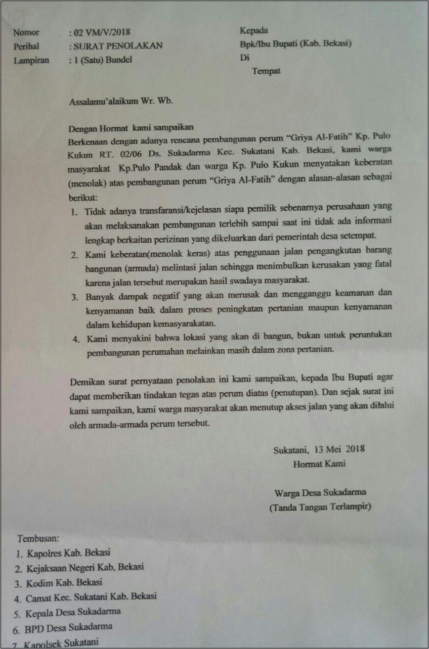 Contoh Surat Pernyataan Warga Yang Tidak Berada Ditempat