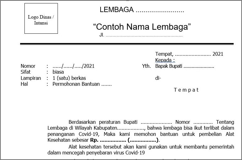 Contoh Surat Pernyataan Yang Ditujukan Ke Bupati