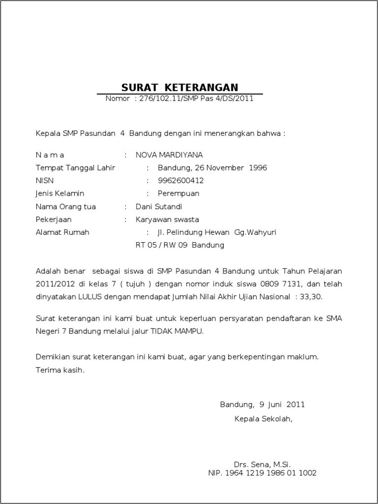 Contoh Surat Pernyataan Yayasan Yang Menerangkan Sekolah