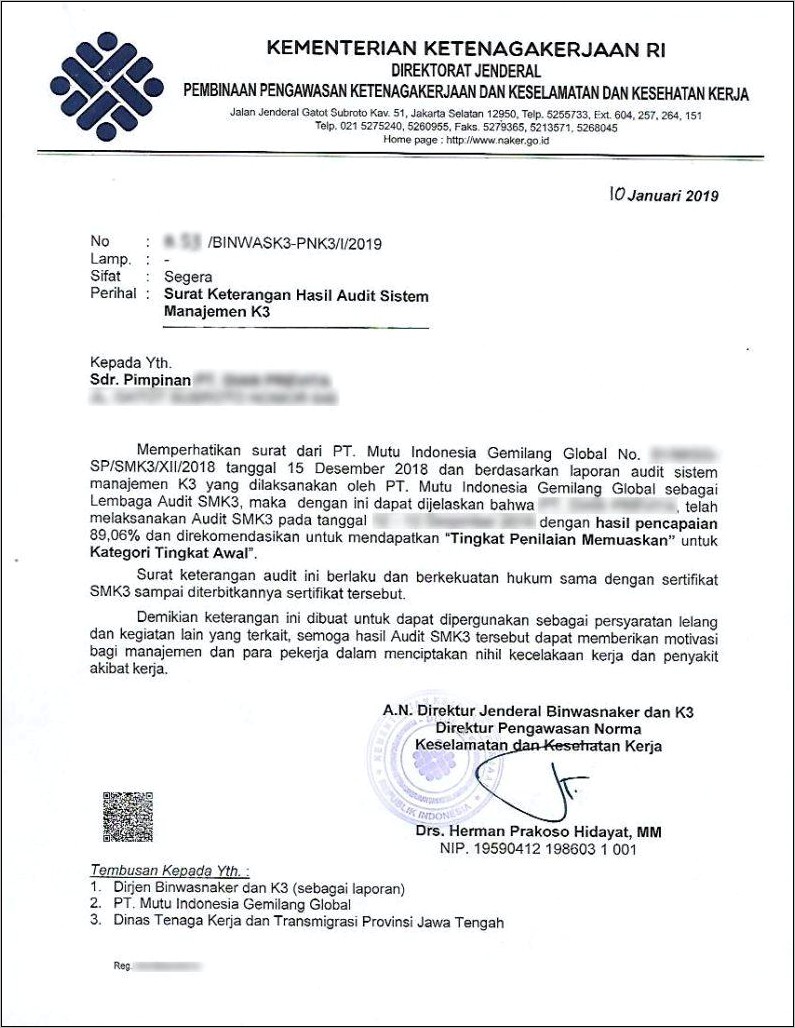 Contoh Surat Pernyataan Zero Accident Di Disnakertrans