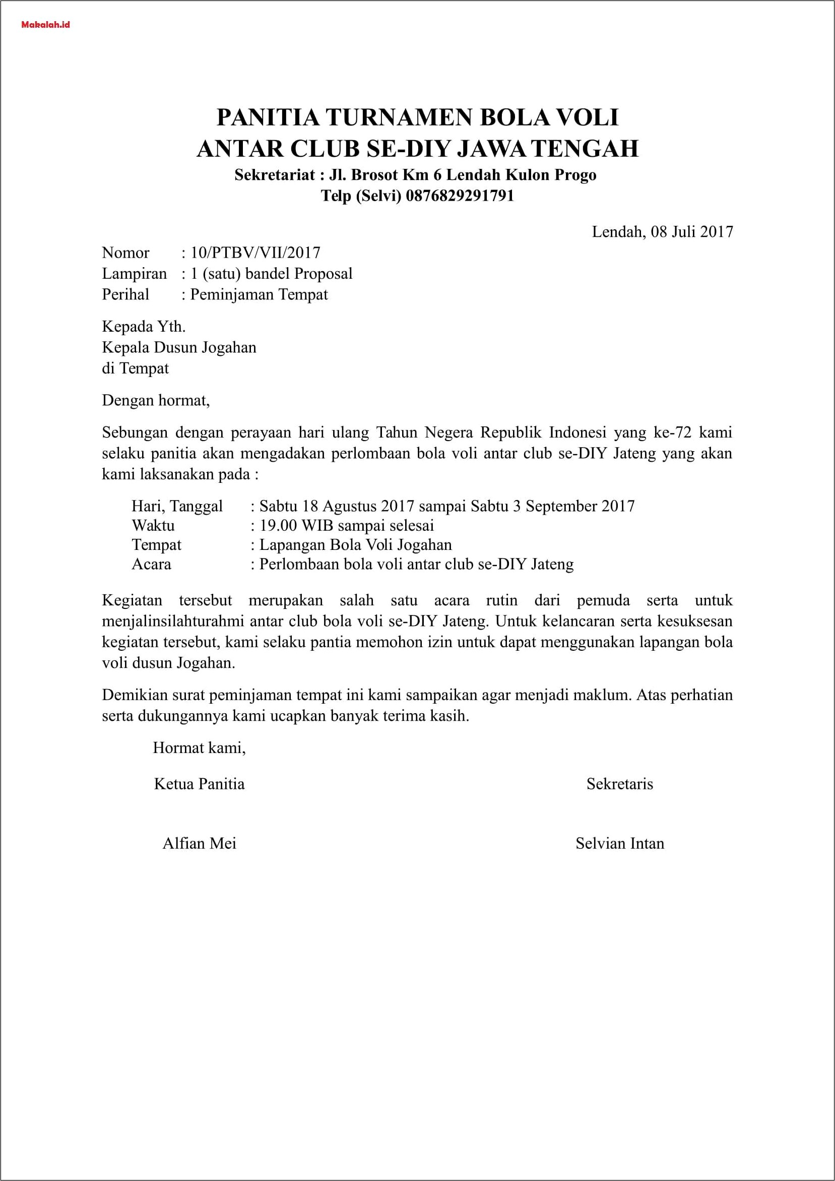 Contoh Surat Perpanjang Izin Lapangan Bola