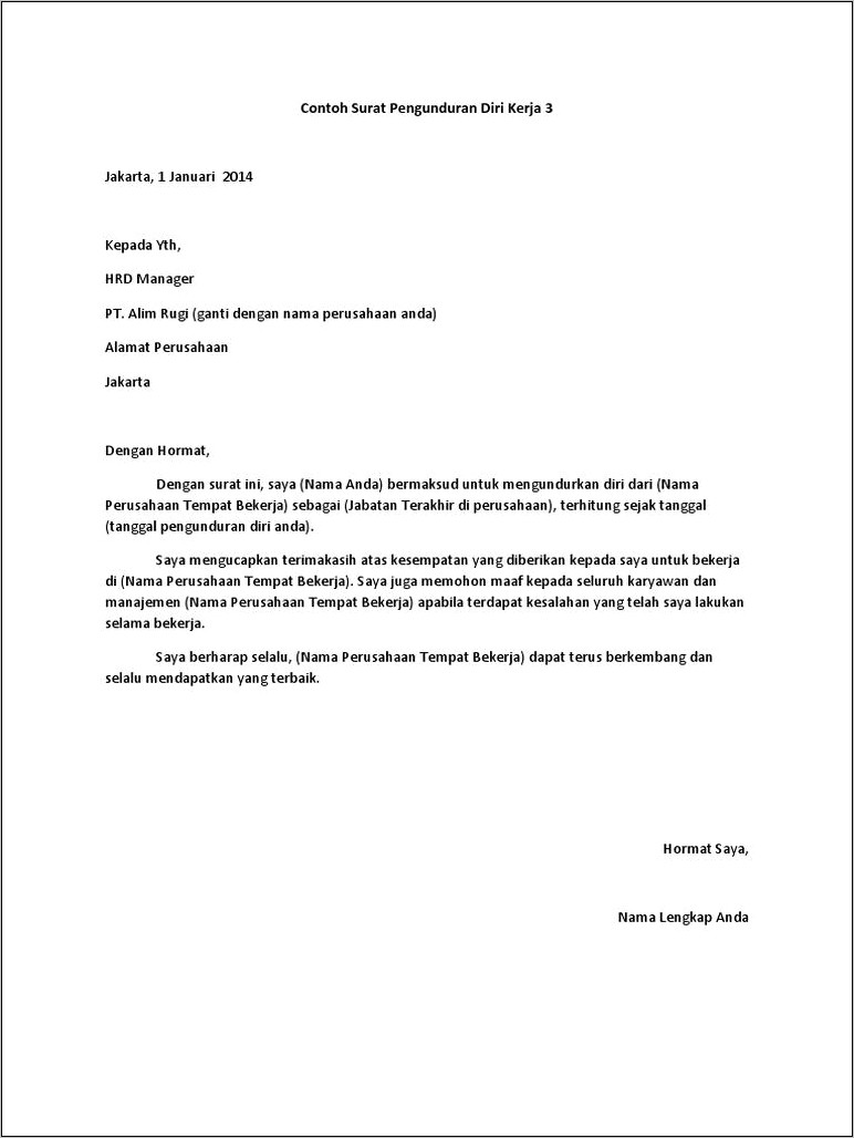 Contoh Surat Perusahaan Pdf