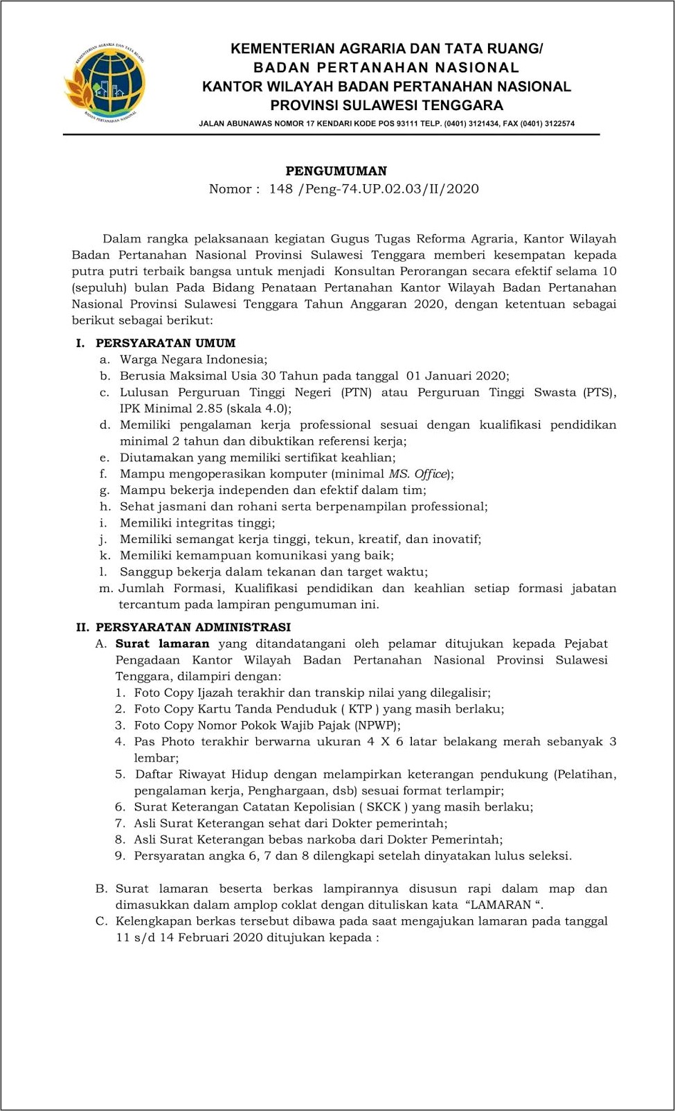 Contoh Surat Perusahaan Pertanahan