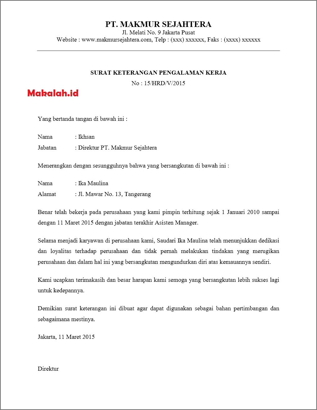 Contoh Surat Referensi Kerjasama Perusahaan
