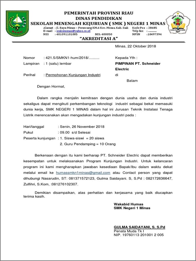 Contoh Surat Resmi Permohonan Izin Berkunjung Dengan Melampirkan Nomor Hp