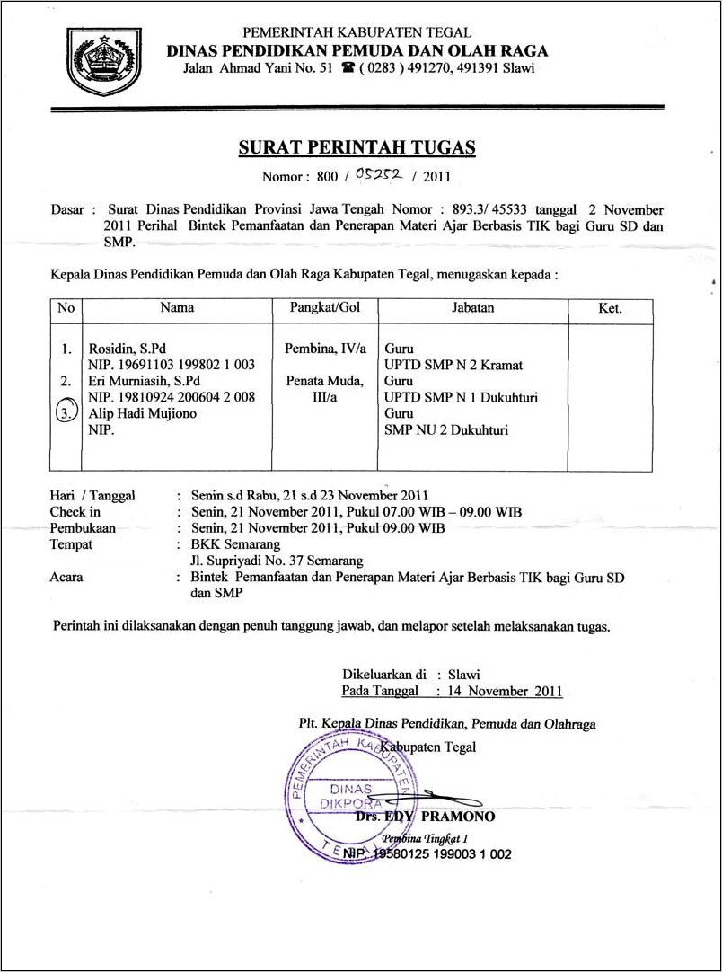 Contoh Surat Tugas Dinas Pendidikan Kabupaten Mandailing Natal