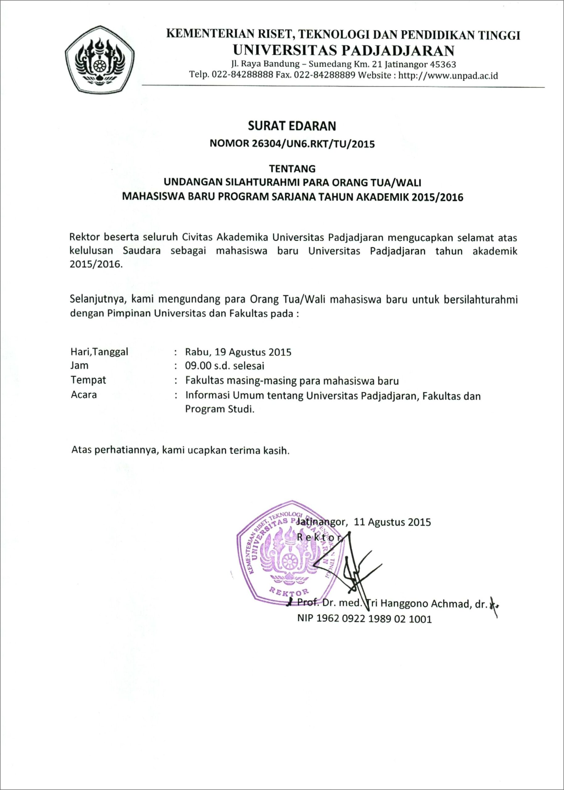 Contoh Surat Undang Silatulrami Pak Cek