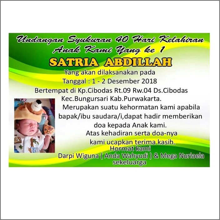 Contoh Surat Undangan 40 Hari Kelahiran Anak