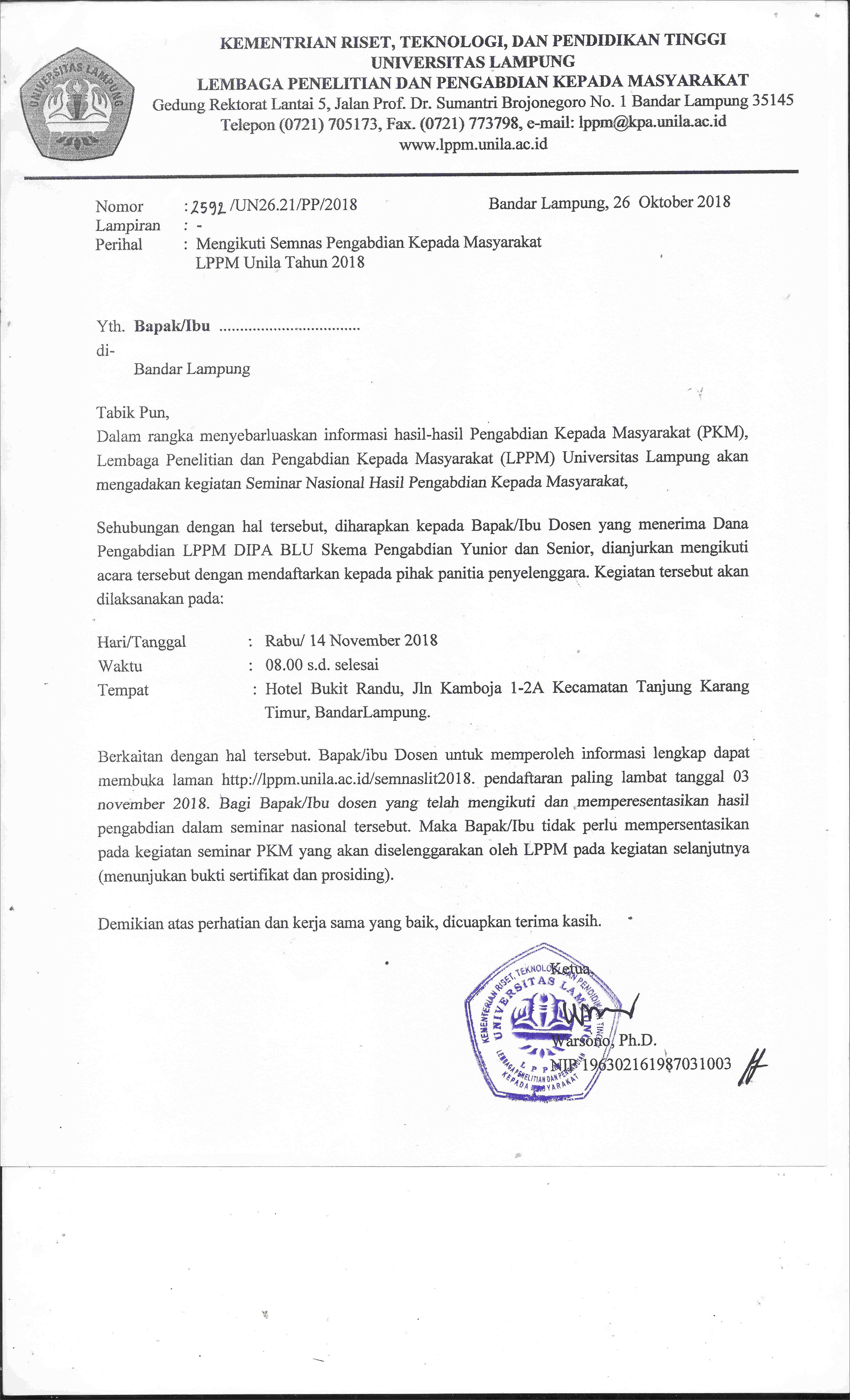 Contoh Surat Undangan Ke Hotel