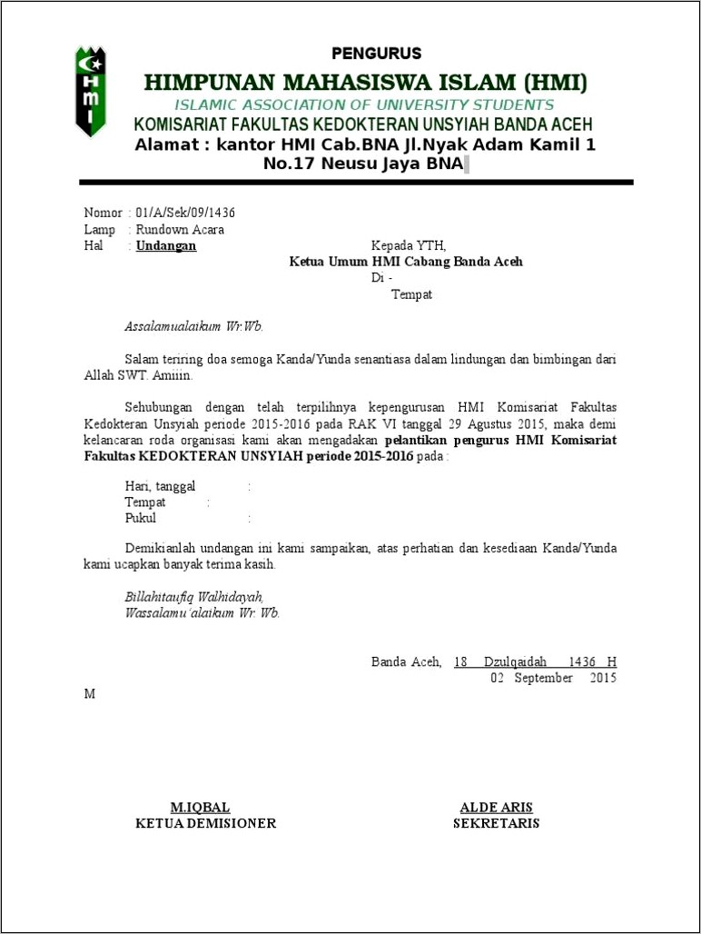 Contoh Surat Undangan Ke Kajari
