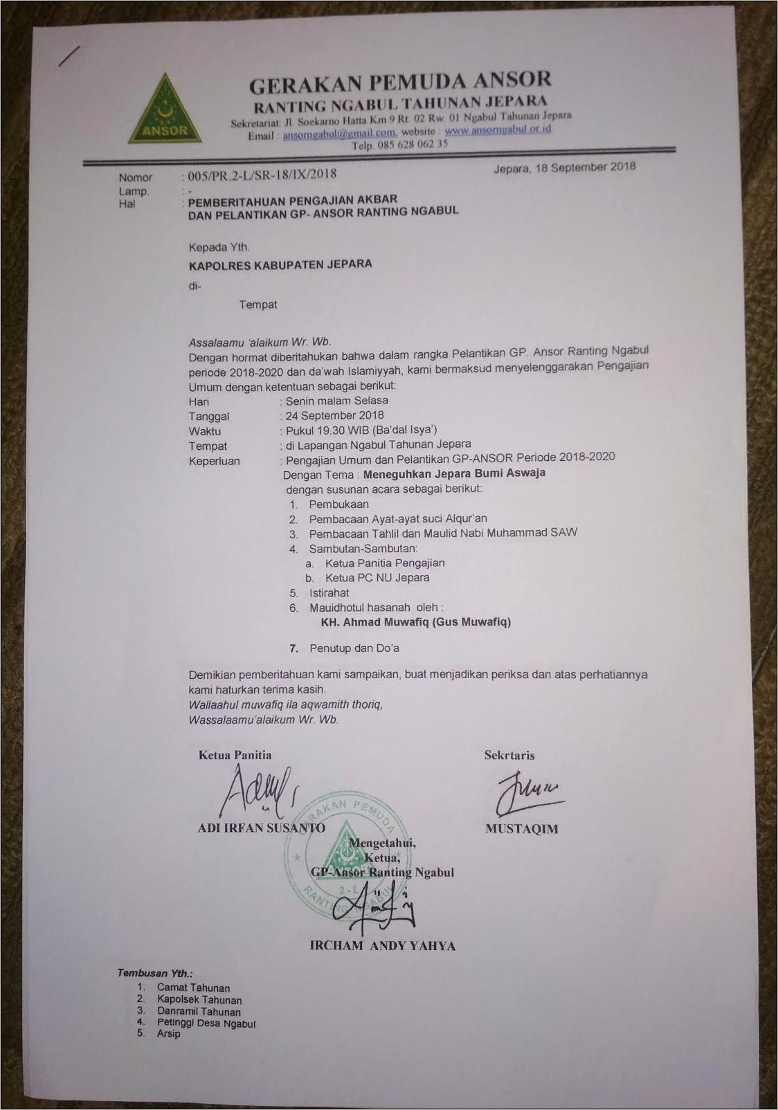 Contoh Surat Undangan Konfrensi Anshor