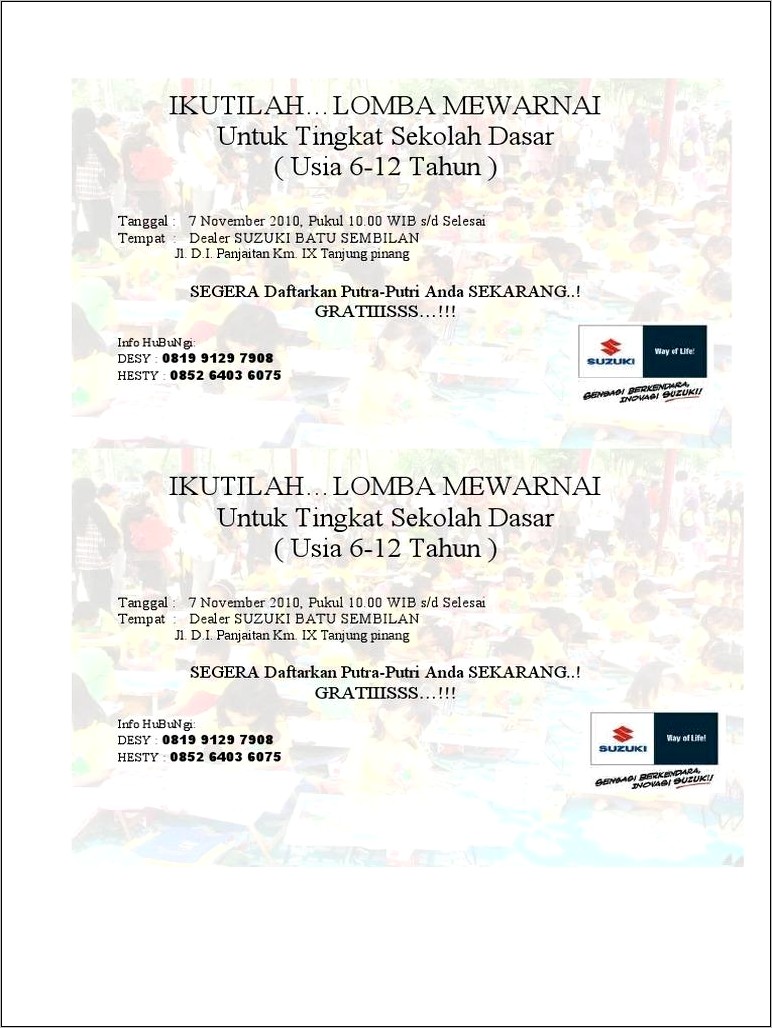 Contoh Surat Undangan Lomba Burung