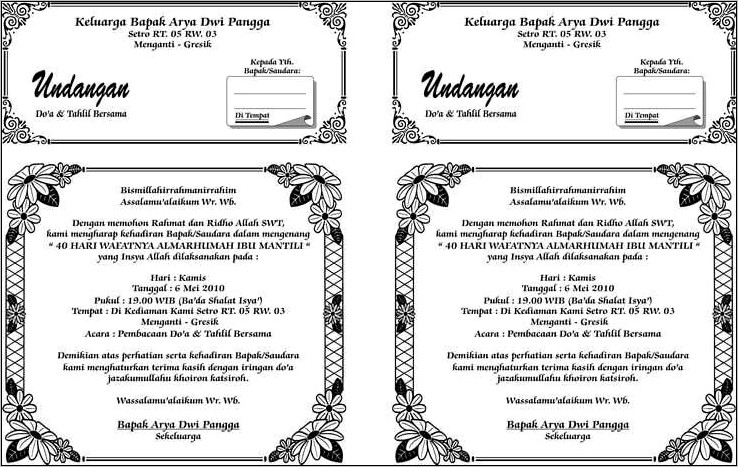 Contoh Surat Undangan Marpege Pege