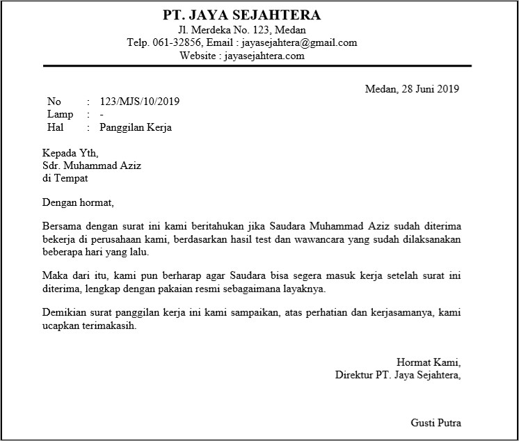 Contoh Surat Undangan Menghadap Kepalat Terminal