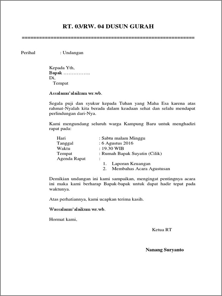 Contoh Surat Undangan Musik