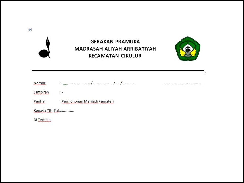 Contoh Surat Undangan Pelantiaka Penegak