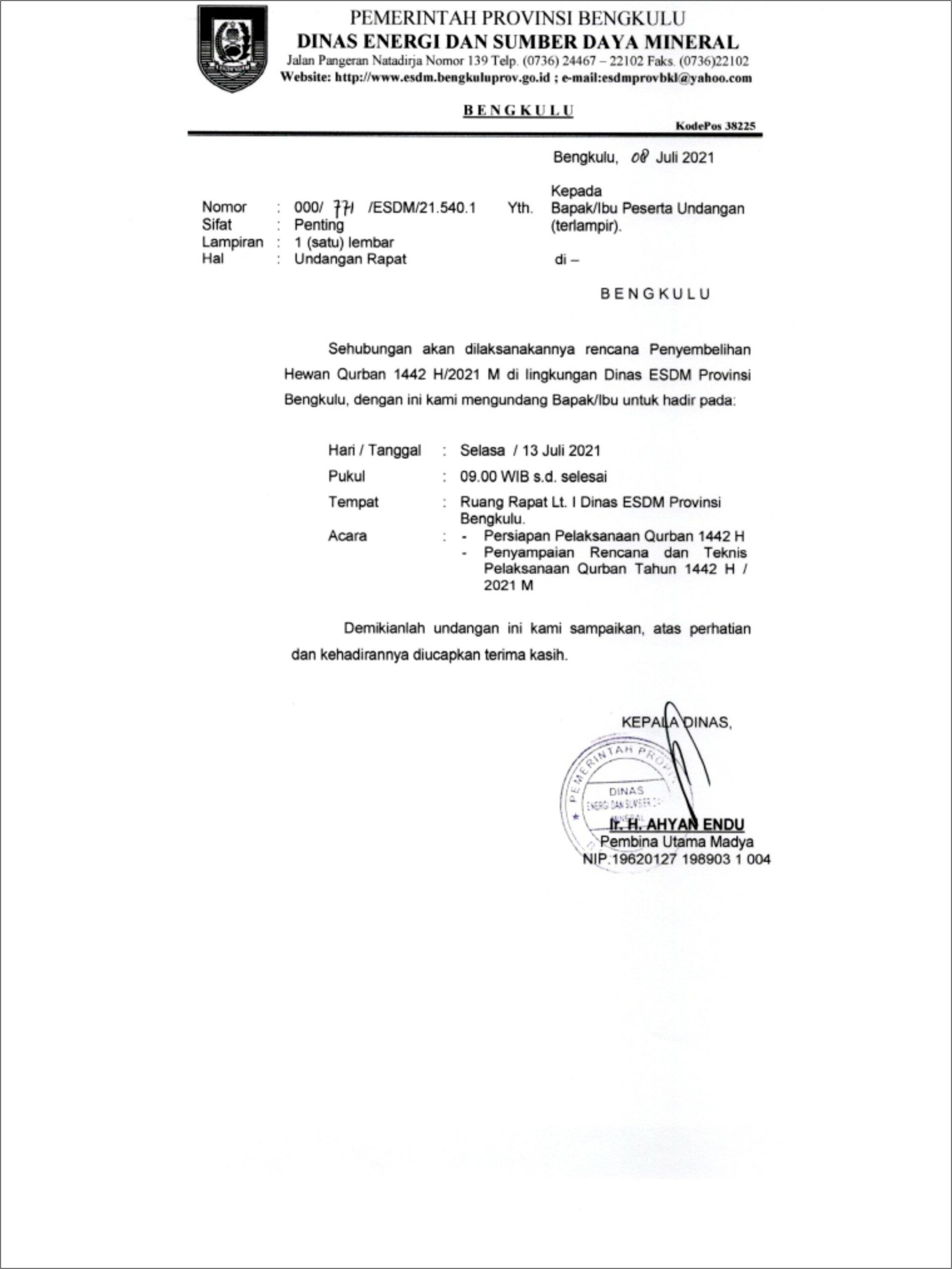 Contoh Surat Undangan Pemerintah