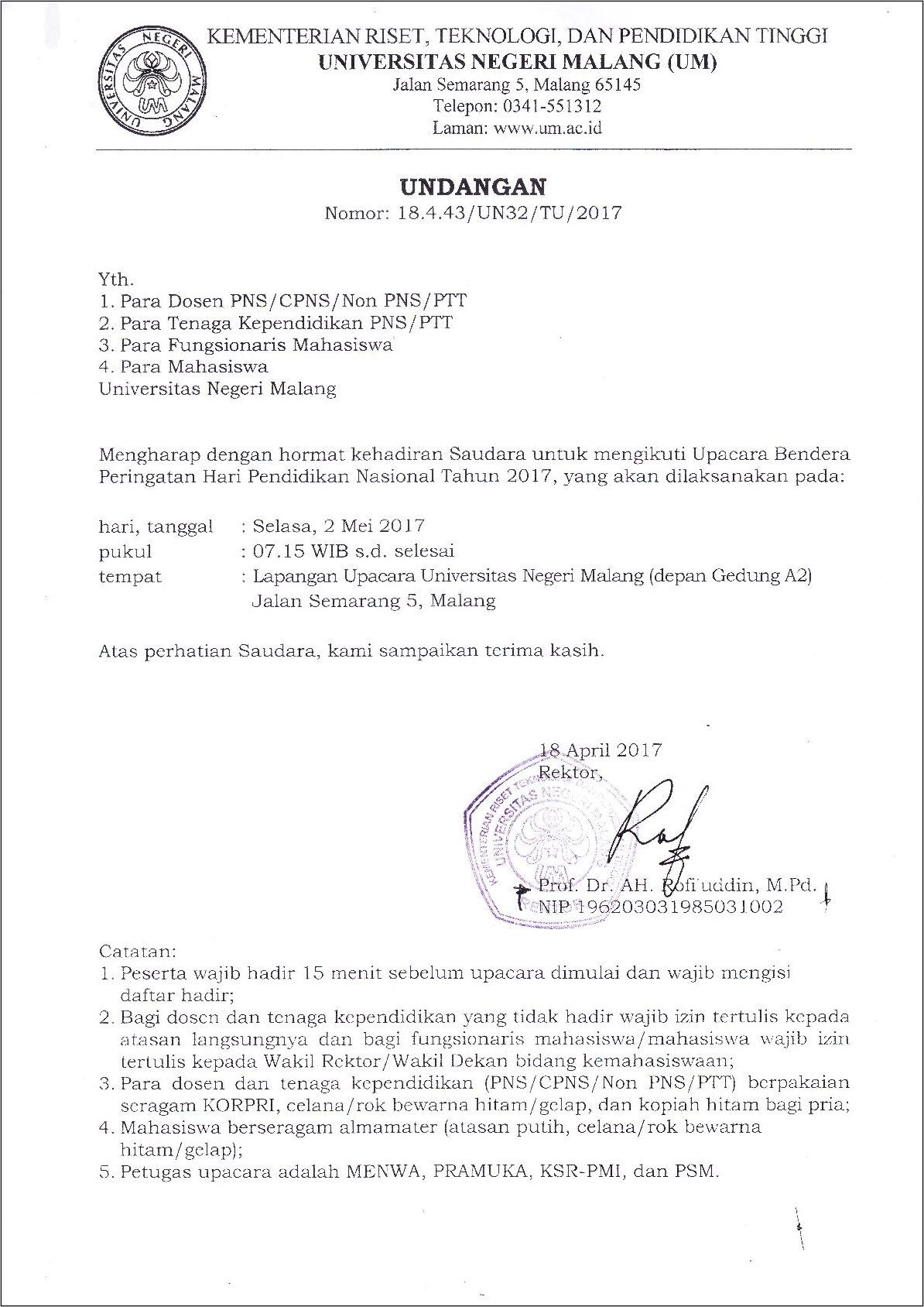 Contoh Surat Undangan Pendidikan