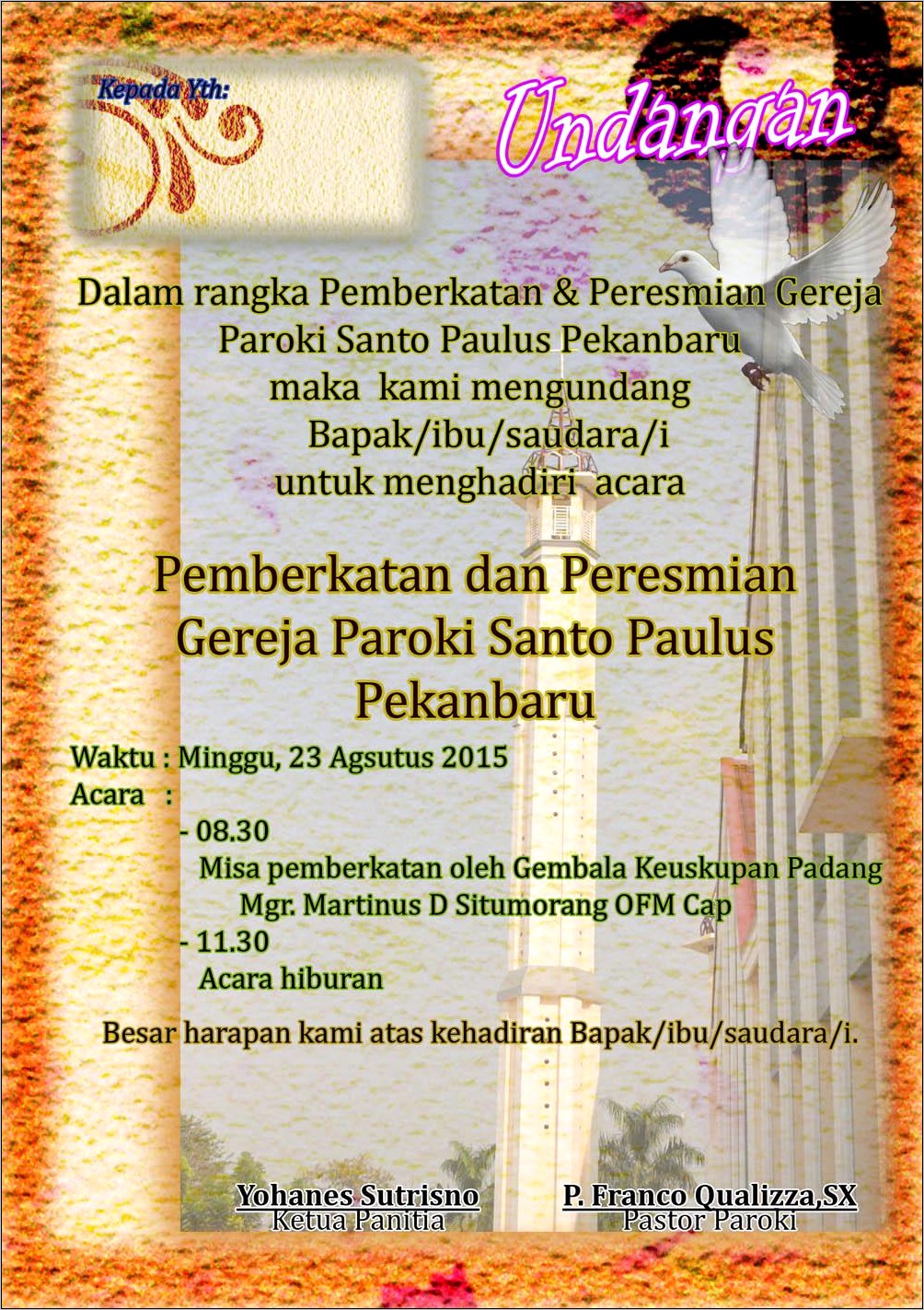 Contoh Surat Undangan Peresmian Ekolah