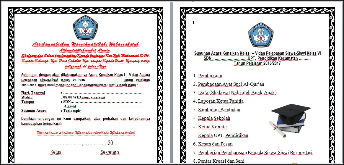 Contoh Surat Undangan Perpisahan Kelulusan