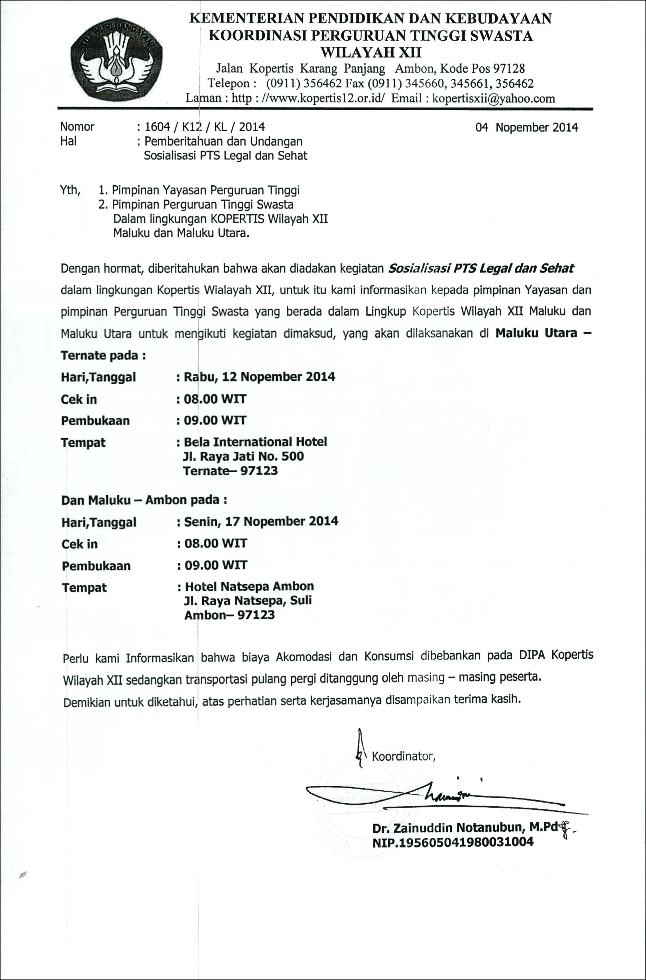Contoh Surat Undangan Pertemuan Legal