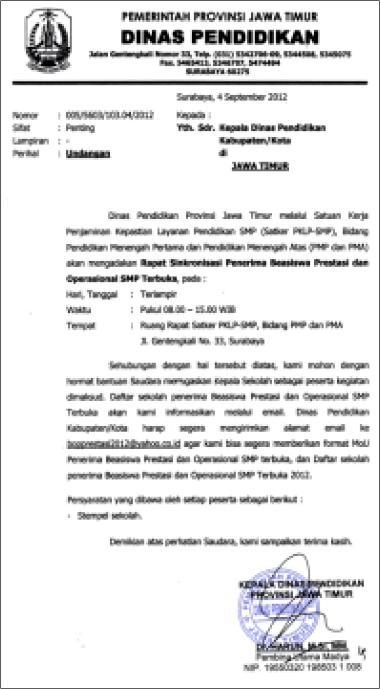 Contoh Surat Undangan Pta