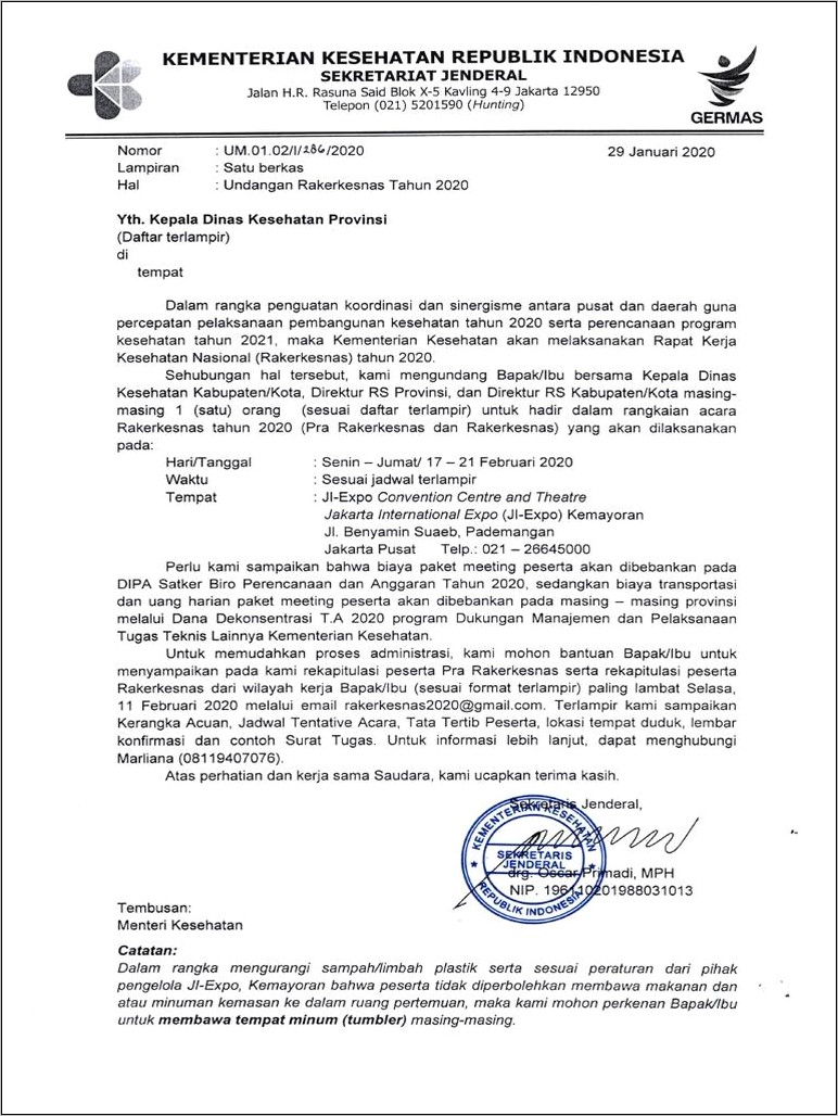 Contoh Surat Undangan Raker Tim Perumus