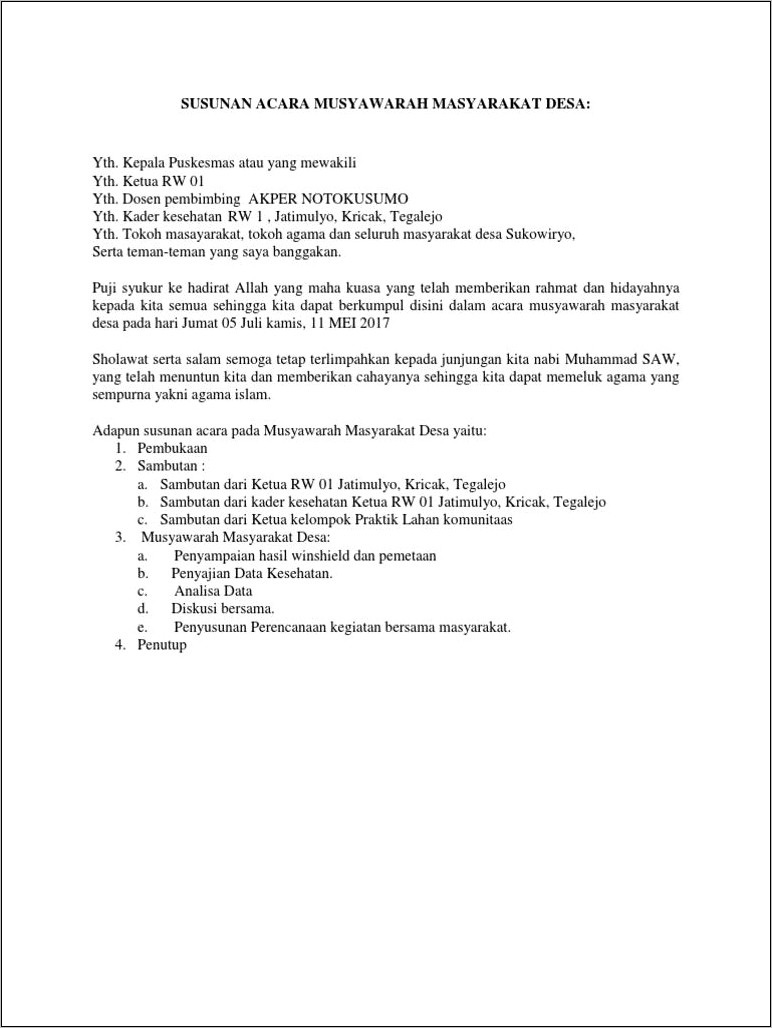 Contoh Surat Undangan Rapat Bpd