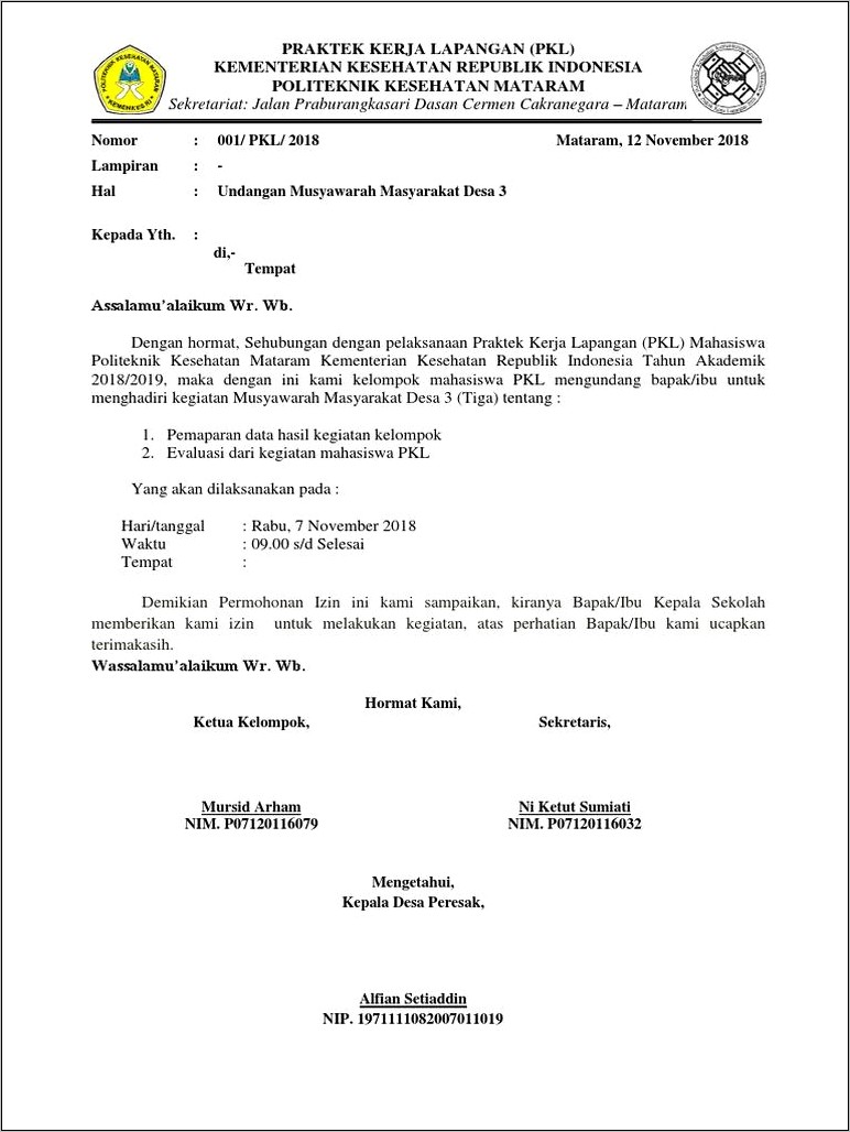 Contoh Surat Undangan Rapat Bumbdesa