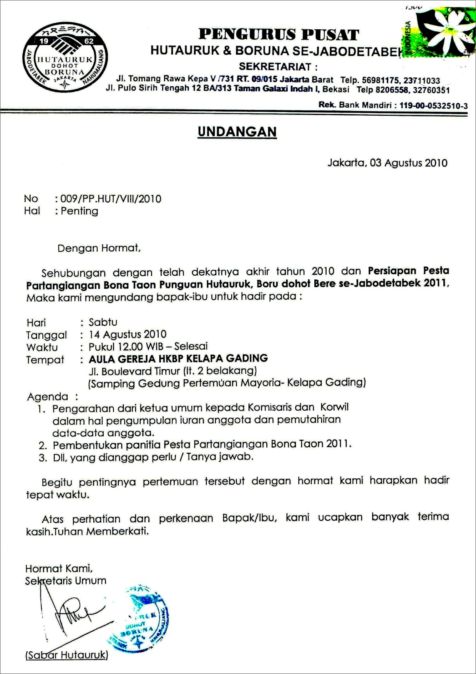 Contoh Surat Undangan Rapat Gkpi